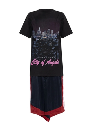 Balenciaga Los Angeles city print layered dress - Black
