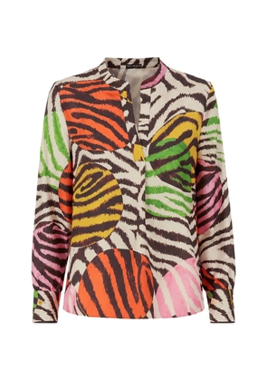 MALIPARMI zebra-print V-neck kaftan - Neutrals