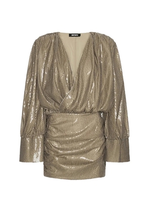 ROTATE BIRGER CHRISTENSEN sequin-embellished ruched dress - Neutrals