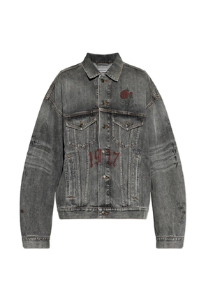 Balenciaga tattoo-print denim jacket - Grey