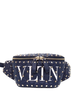 Valentino Garavani Pre-Owned 2018-2026 Quilted Lambskin VLTN Rockstud Spike belt bag - Blue