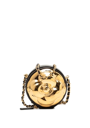 CHANEL Pre-Owned 2021-2026 CC Lambskin and Metal Camellia Round Clutch with Chain crossbody bag - Black