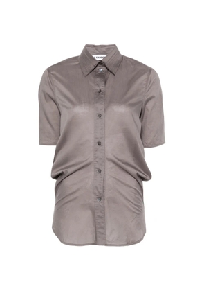 Jil Sander pleated-collar short-sleeved button-down cotton shirt - Grey