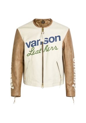 Cherry LA Vanson logo-patch leather jacket - White
