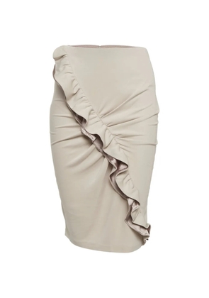 Emporio Armani Pre-Owned ruffle pencil midi skirt - Neutrals