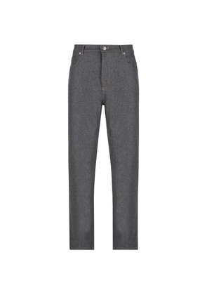 Brunello Cucinelli embroidered-logo straight-leg trousers - Grey
