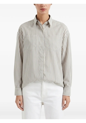 Brunello Cucinelli striped silk shirt - Neutrals