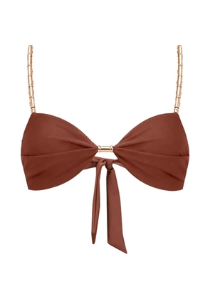 Devon Windsor gathered tie-fastening bikini top - Brown