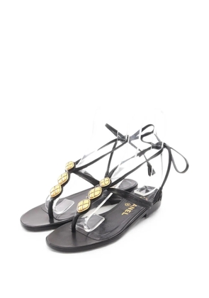 CHANEL Pre-Owned 1986-1988 lace-up flat sandals - Black