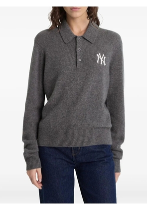 Sporty & Rich Heritage Yankees Serif cashmere polo-collar sweater - Grey