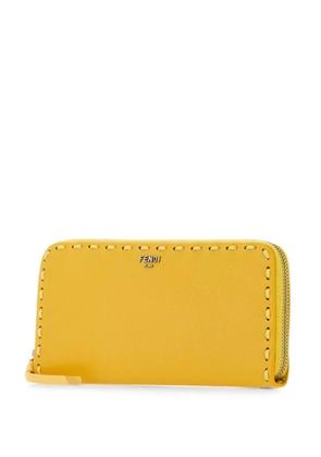 FENDI large Selleria stitch-trim leather wallet - Yellow