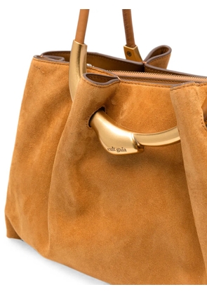 Cult Gaia sculptural-hardware suede shoulder bag - Brown