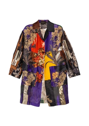 Biyan patchwork organza printed coat - Purple