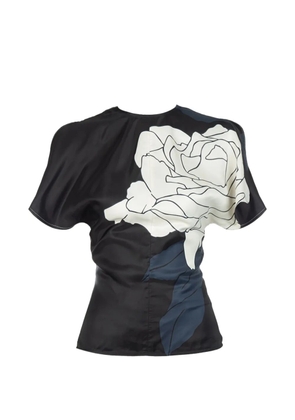 Victoria Beckham floral-print gathered top - Black