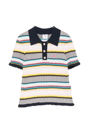 Casablanca chevron-knit polo top - Blue