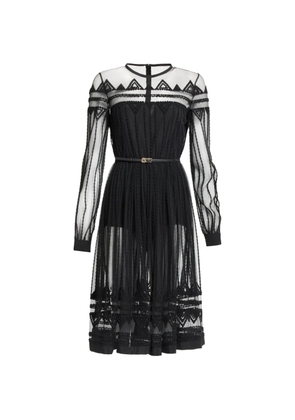 Elie Saab sequin-embroidered tulle midi dress - Black