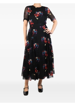 Tanya Taylor floral-print silk midi dress - Black