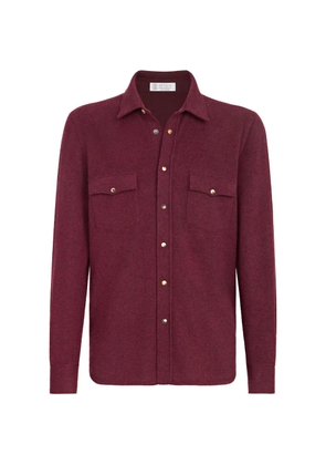 Brunello Cucinelli virgin wool, cashmere and silk knit shirt - Red