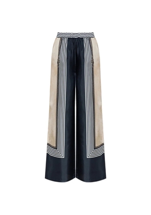 Max Mara Carabo striped silk palazzo pants - Black