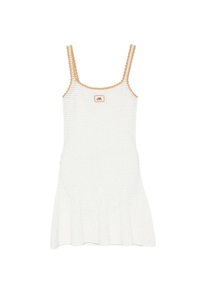 Casablanca crochet-knit logo-patch mini dress - White
