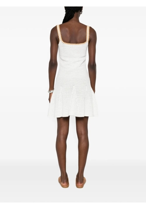 Casablanca crochet-knit logo-patch mini dress - White