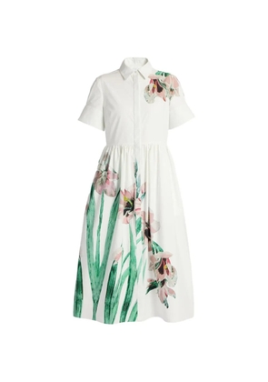 ERDEM floral-print cotton midi dress - White
