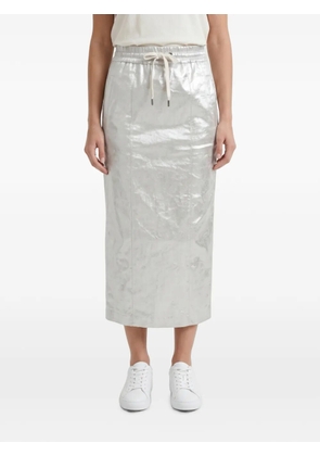 Brunello Cucinelli metallic-effect drawstring skirt - Silver
