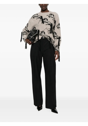 Stella McCartney horse-pattern fringed sweater - Neutrals