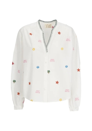 MC2 Saint Barth embroidered blanket-stitch shirt - White