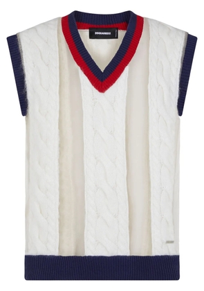 DSQUARED2 panelled cable-knit sweater vest - Neutrals