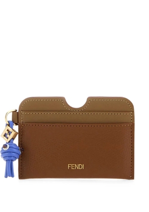 FENDI FF Diamonds leather card holder - Brown