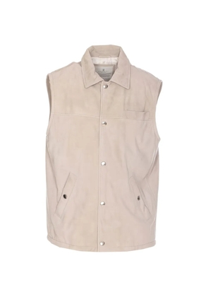 Brunello Cucinelli leather sleeveless jacket - Neutrals
