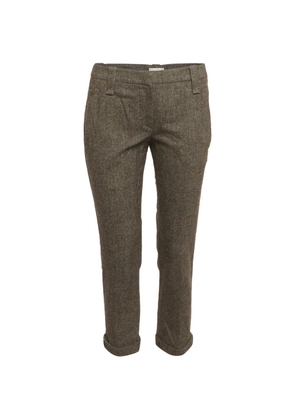Brunello Cucinelli Monili-trim herringbone trousers - Grey