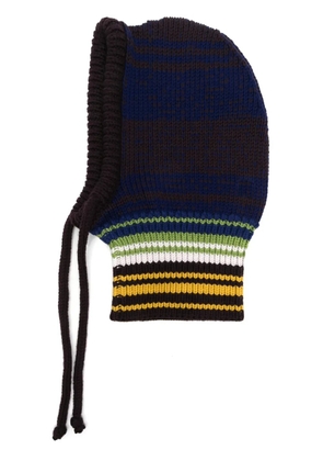 Marni striped ribbed-knit balaclava - Brown