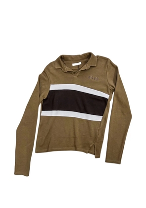 Commission long-sleeve striped polo shirt - Brown