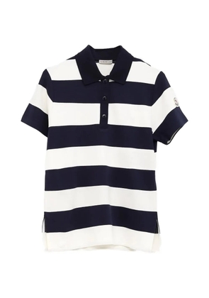 Moncler striped logo-patch polo shirt - Blue
