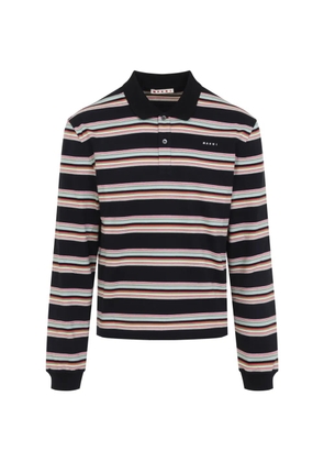 Marni striped long-sleeve polo shirt - Black