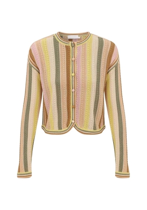 ZIMMERMANN Indra stripe crochet cardigan - Neutrals