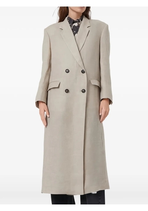Brunello Cucinelli double-breasted linen overcoat - Neutrals
