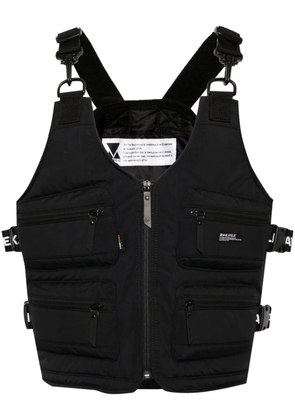 Makavelic logo-patch zip-up vest - Black