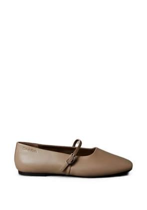 Calvin Klein buckle-strap leather ballet flats - Neutrals