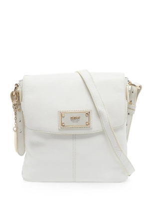 DKNY logo-plaque flap crossbody bag - White