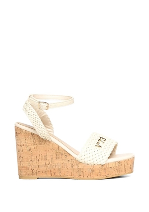 V°73 woven-strap cork-wedge sandals - White