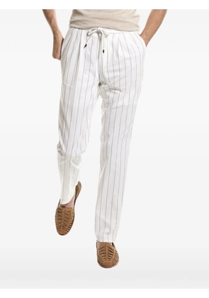 Brunello Cucinelli striped drawstring trousers - White
