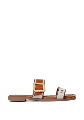V°73 buckle-detail logo-plaque sandals - Brown