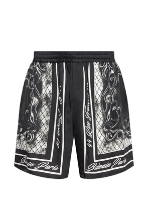 Balmain logo-print silk-blend shorts - Black