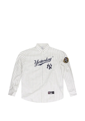 PROTOCOL INDEX pinstripe-print embroidered-patch shirt - White