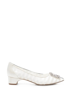 Manolo Blahnik Hangisi crystal-buckle pumps - White