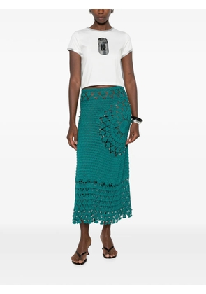 Rabanne bead-embellished midi skirt - Green