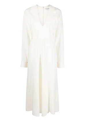 Victoria Beckham V-neck long-sleeve mid-length dress - White